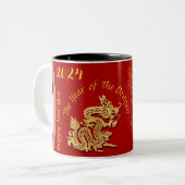 Golden Chinese Paper-cut Dragon Year 2024 2TMug Zweifarbige Tasse (Vorderseite Links)