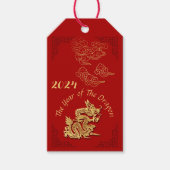 Golden Chinese Paper-cut Dragon Year 2024 persGT Geschenkanhänger (Vorderseite)