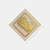 Golden Chinese Paper-cut Ox Year 2021 PN Serviette (Ecke)