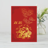 Golden Chinese Paper-cut Rat Year 2020 FC Ankündigung (Stehend Vorderseite)