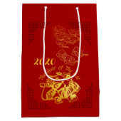 Golden Chinese Paper-cut Rat Year 2020 M Gift Bag Mittlere Geschenktüte (Rückseite)