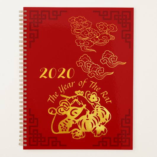 Golden Chinese Paper-cut Rat Year 2020 Planer (Vorderseite)