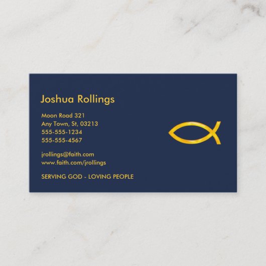 Golden Christlich Fish | Inspiration Visitenkarte (Vorderseite)
