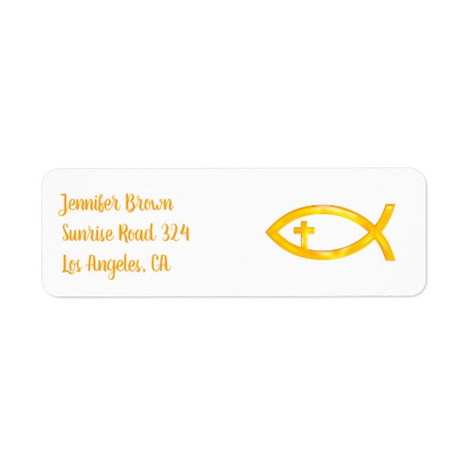 Golden Christlich Fish Symbol mit Crucifix (Vorne)