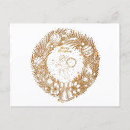 Golden Christmas Angel-Wreath-Merry Weihnachten