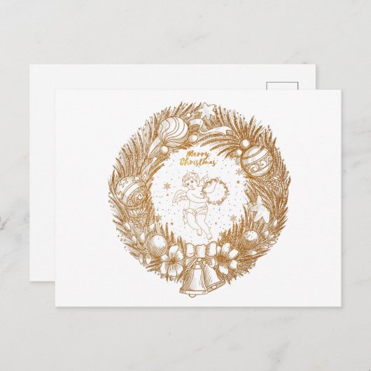 Golden Christmas Angel-Wreath-Merry Weihnachten (Vorne/Hinten)