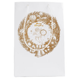 Golden Christmas Angel-Wreath-Merry Weihnachten Mittlere Geschenktüte