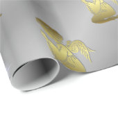 Golden Christmas Angels on Silver Geschenkpapier (Rolleneckpunkt)