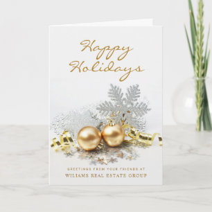 Golden Christmas Balls Ornament Firmengrüße Feiertagskarte