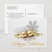 Golden Christmas Balls Ornament Firmengrüße Postkarte (Vorne/Hinten)
