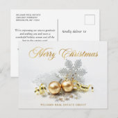 Golden Christmas Balls Ornament Firmengrüße Postkarte (Vorne/Hinten)