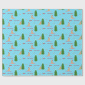 Golden Christmas Beach Day Blue Gift Wrap Geschenkpapier (Flach)