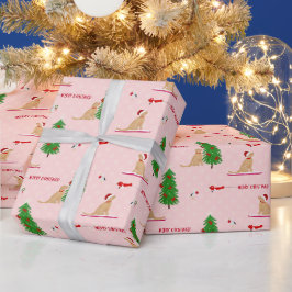 Golden Christmas Beach Day Pink Gift Wrap Geschenkpapier