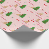 Golden Christmas Beach Day Pink Gift Wrap Geschenkpapier (Ecke)
