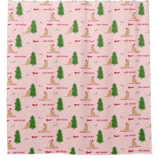 Golden Christmas Beach Day Rosa Duschvorhang (Vorderseite)