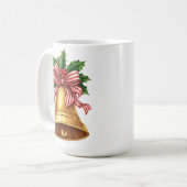 Golden Christmas Bell Holly and Stripe Bow Kaffeetasse (Vorderseite Links)