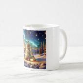 Golden Christmas Bell In A Snowy Winter Scene Kaffeetasse (VorderseiteRechts)
