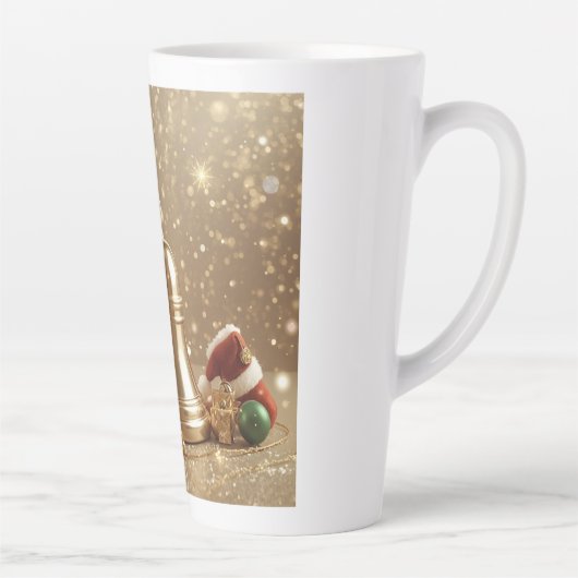Golden Christmas Bell Latte Mug Holiday Design Milchtasse (Rechts)