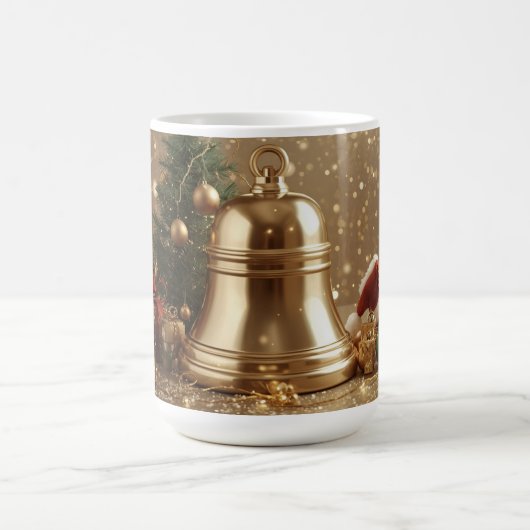 Golden Christmas Bell Mug – Festive Holiday Tree Kaffeetasse (Mittel)