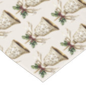 Golden Christmas Bell Schöne grüne Blätter Tischdecke (Schrägansicht)