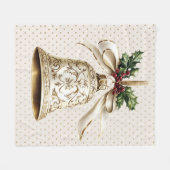 Golden Christmas Bell Shiny Stars Grüne Blätter Fleecedecke (Vorderseite (Horizontal))