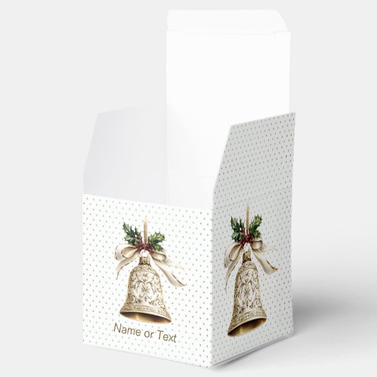 Golden Christmas Bell Shiny Stars Grüne Blätter Geschenkschachtel (Geöffnet)