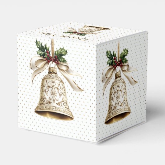 Golden Christmas Bell Shiny Stars Grüne Blätter Geschenkschachtel (Rückseite)