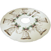 Golden Christmas Bell Shiny Stars Grüne Blätter Polyester Weihnachtsbaumdecke (Schrägansicht)