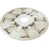 Golden Christmas Bell Shiny Stars Grüne Blätter Polyester Weihnachtsbaumdecke (Schrägansicht)