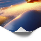 Golden Christmas Bell Snowy Winter Scene Glossy Poster (Ecke)