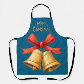 Golden Christmas Bells Blue Holiday Apron Schürze (Vorderseite)