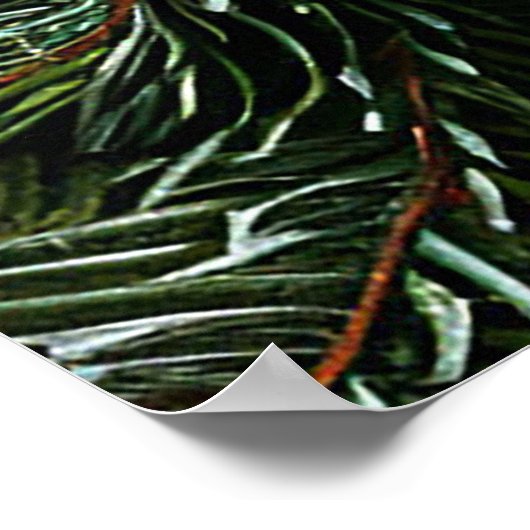 Golden Christmas Bells on Evergreen Decorations Poster (Ecke)