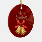 Golden Christmas Bells Red Holiday Art Keramik Ornament (Rechts)