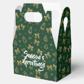 Golden Christmas Bells & Ribbons Pattern Geschenkschachtel (Geöffnet)