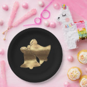 Golden Christmas Bells Schwarzes Gold Festival Pappteller (Party)