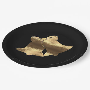 Golden Christmas Bells Schwarzes Gold Festival Pappteller