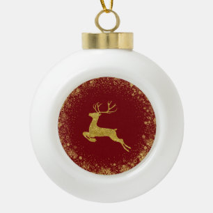 Golden Christmas Deer elegantes Design Keramik Kugel-Ornament