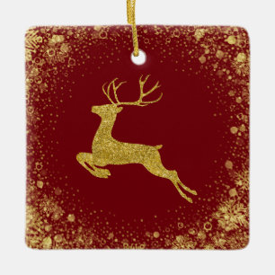 Golden Christmas Deer elegantes Design Keramikornament