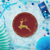 Golden Christmas Deer elegantes Design Pappteller (Party)