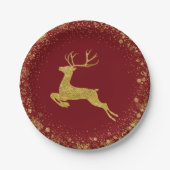Golden Christmas Deer elegantes Design Pappteller (Vorderseite)