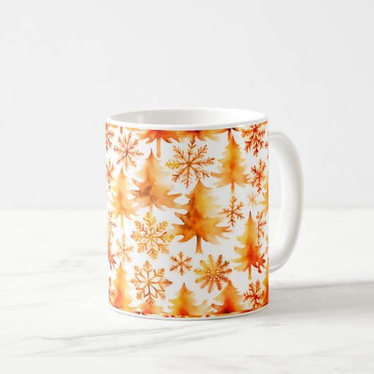 Golden Christmas, Gold pines and gold snowflakes Kaffeetasse (VorderseiteRechts)