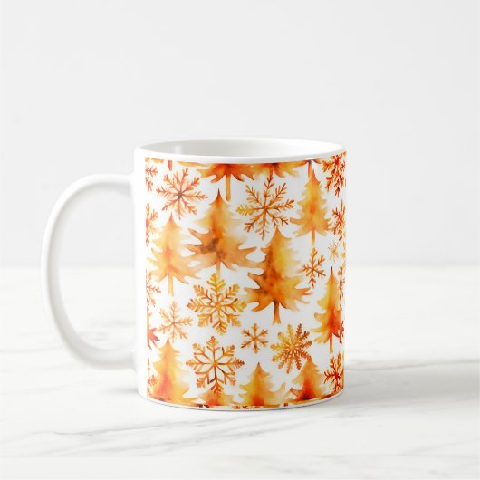 Golden Christmas, Gold pines and gold snowflakes Kaffeetasse (Links)