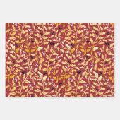 Golden Christmas Holly Muster auf rot Geschenkpapier Set (Vorderseite 3)
