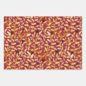 Golden Christmas Holly Muster auf rot Geschenkpapier Set (Vorderseite 2)