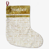 Golden Christmas Name Stocking Großer Weihnachtsstrumpf (Vorderseite)