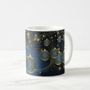 Golden Christmas Ornaments Navy Blue Kaffeetasse