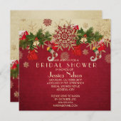 Golden Christmas Ornaments Rotes Brautparty Einladung (Vorne/Hinten)