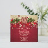 Golden Christmas Ornaments Rotes Brautparty Einladung (Stehend Vorderseite)