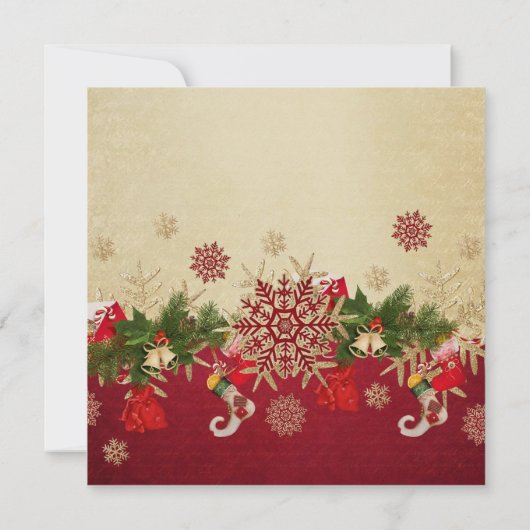 Golden Christmas Ornaments Rotes Brautparty Einladung (Rückseite)