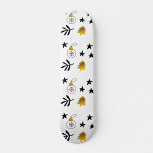 Golden Christmas Pine Tree Star und Ornamente Skateboard